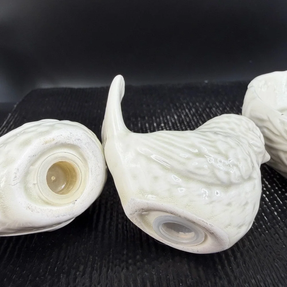 Vintage Fitz and Floyd White Bird Nest Salt Pepper Shakers 1978 Japan 3pc Set